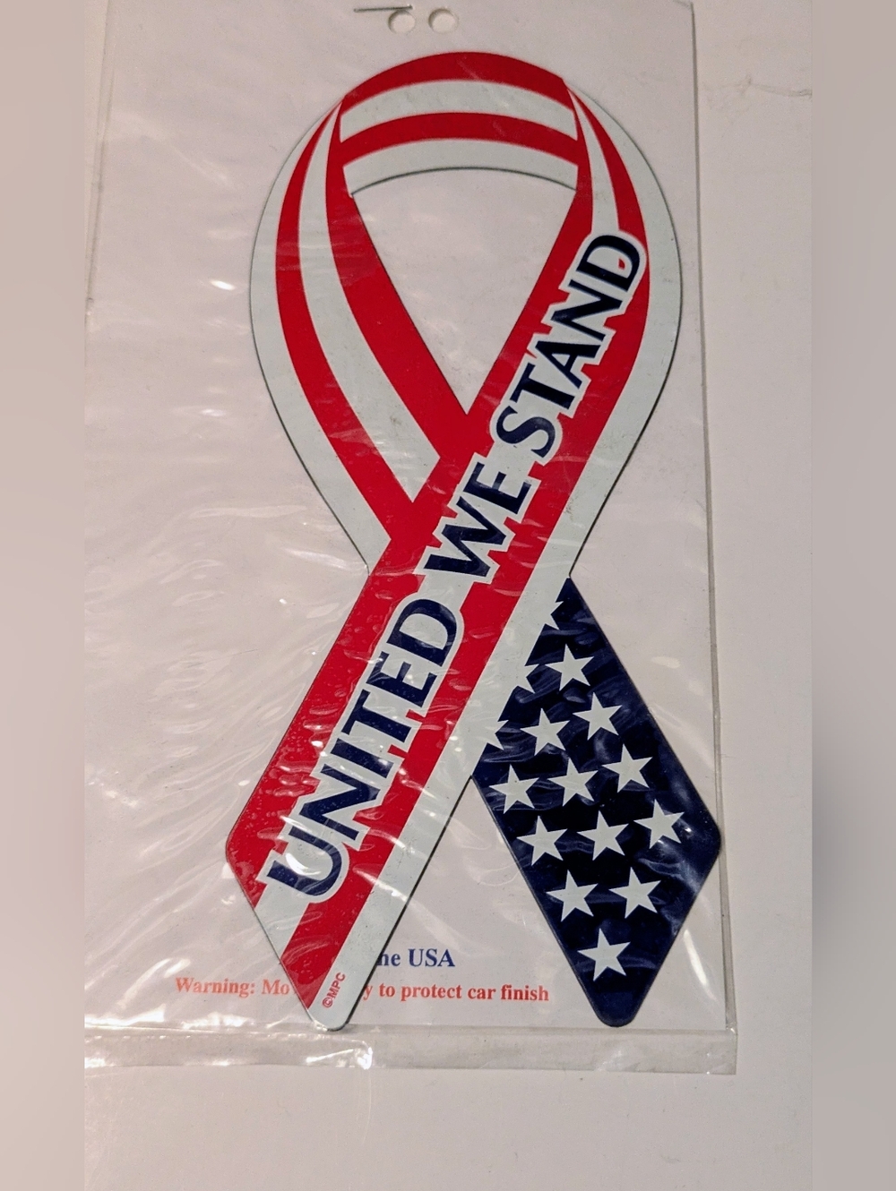 Patriotic Magnet Sticker "United We Stand" Red White Blue Place On Vehicle NEW